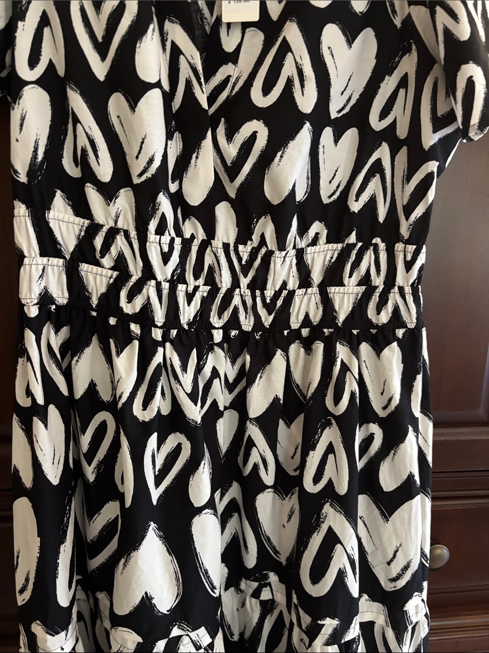 Anthropologie Black and White Heart Print Maxi Dress - Picture 4 of 9